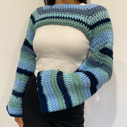 Blue Crochet Shrug